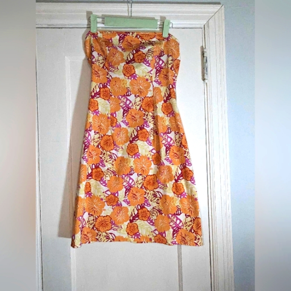 Vintage Y2K tropical no boundaries strapless dress 2000s